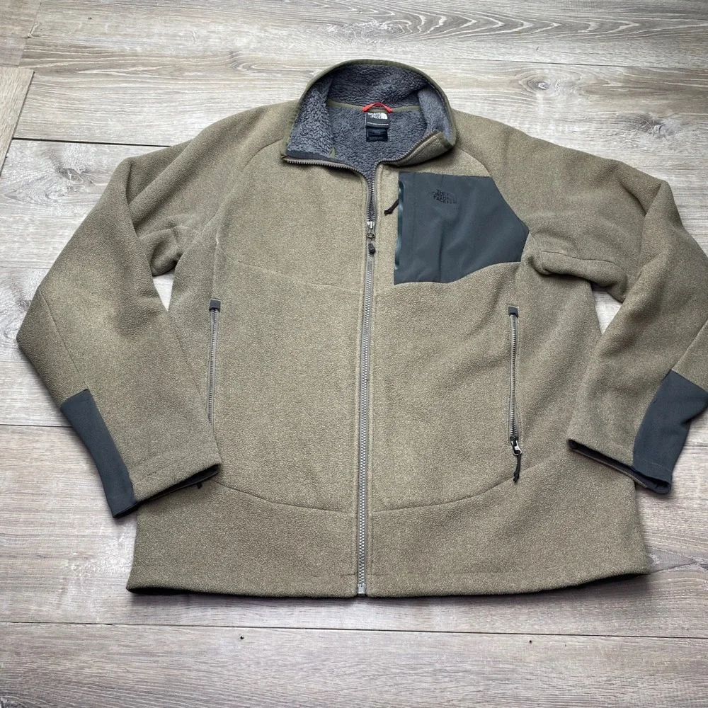 The North Face Jacket Fleece Full Zip Mens L Brown Polyester Sherpa Lined‎ Coat